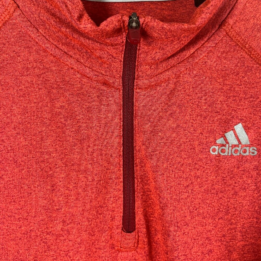 Adidas Shirt Mens Large Orange Performance 1/4 Zip Long Sleeve - Picture 5 of 8